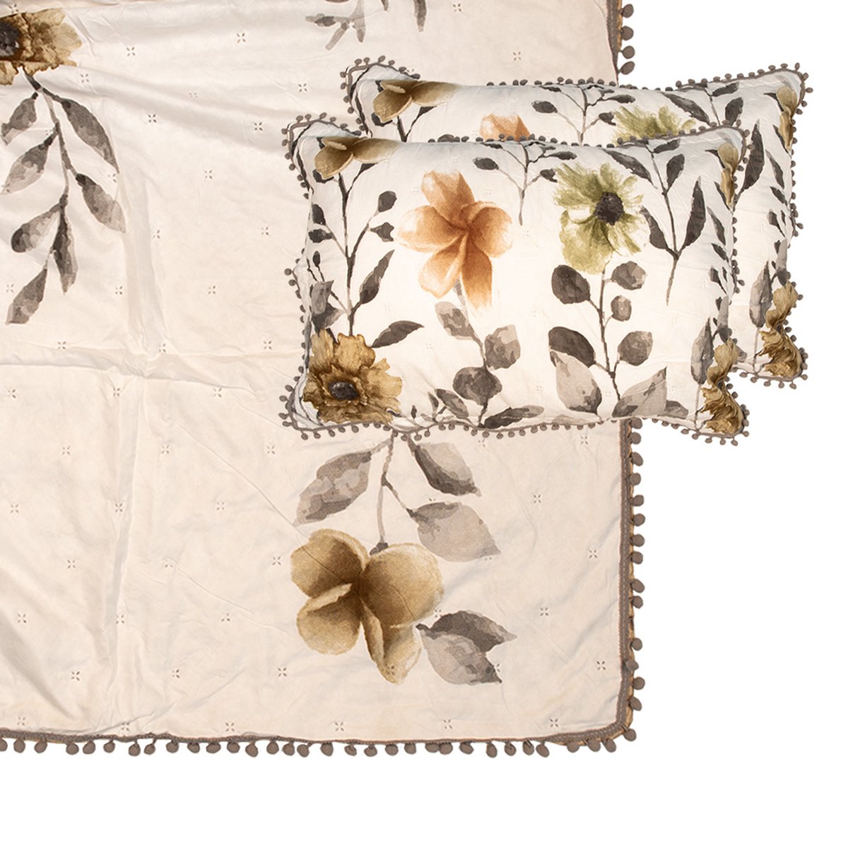 Clayre & Eef Bedsprei 220x240 cm Wit Grijs Polyester