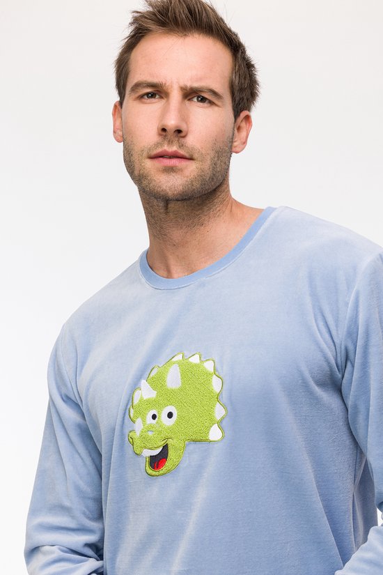 Woody Garçons-Pyjama homme bleu clair - taille 176/16J