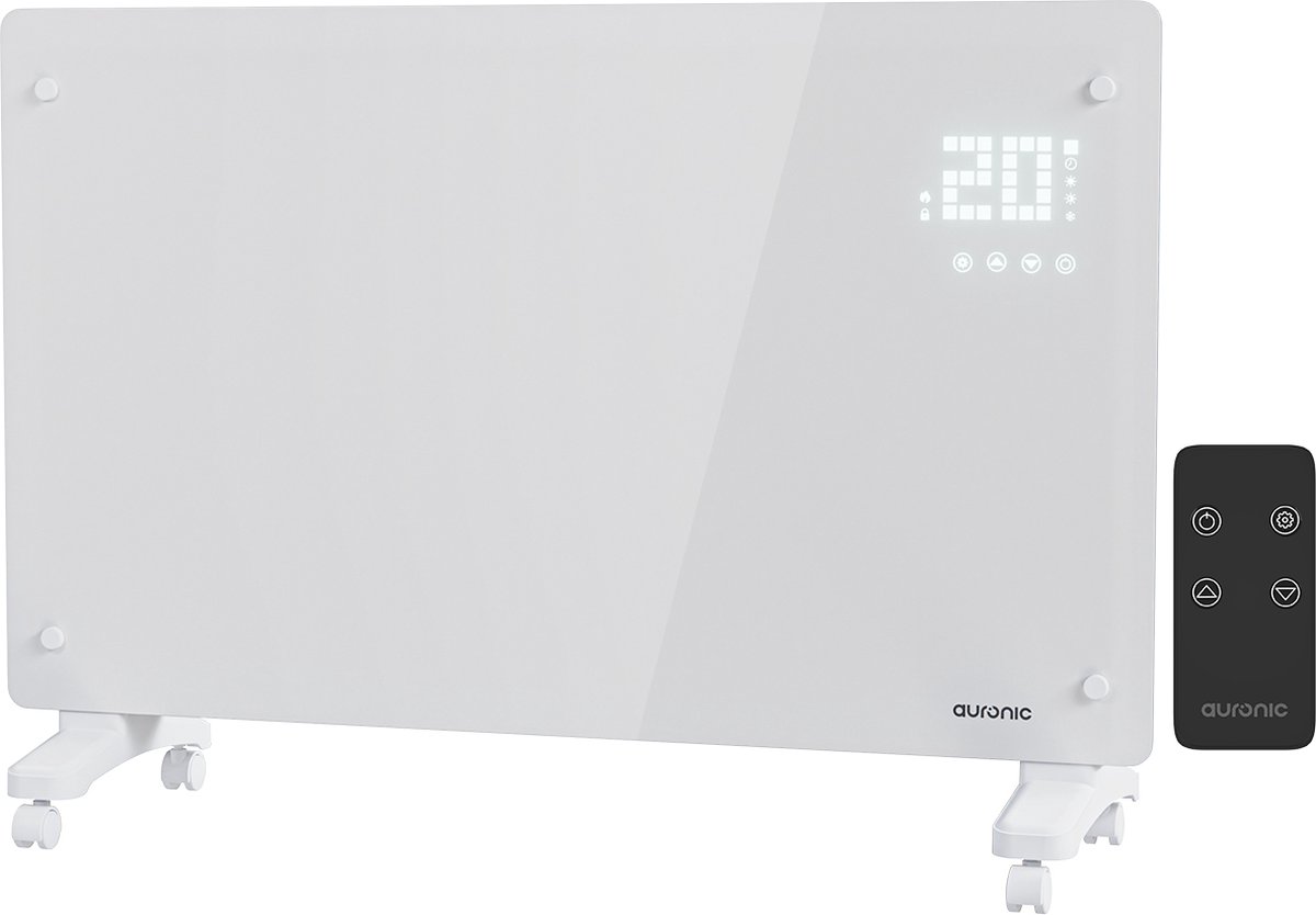 Auronic Elektrische Kachel – Convectorkachel met Thermostaat en Afstandsbediening - Tot 22 m3 - 2000 W – Wit