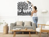 Doodle olijfboom schilderij | Olijven en takken vermengen zich tot levendige doodle-kunst | Kunst - 20x20 centimeter op Dibond | Foto op Dibond