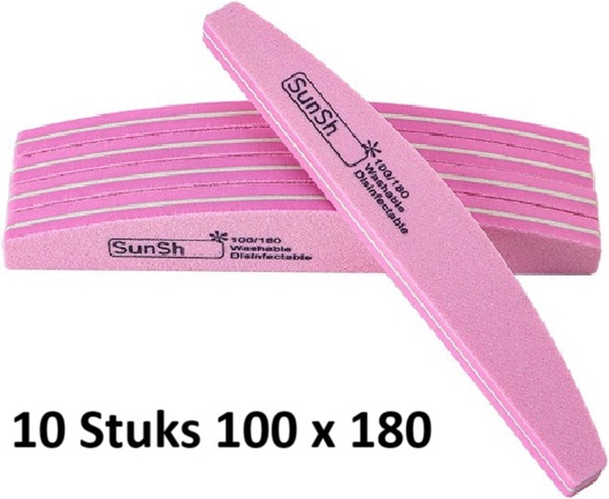 Goedkoopste 10 Stuks Vijlen 100/180 Grit I Nagelbuffer I Nagelvijl I Polijstblok I Polijstblok Nagels I Bufferblock I Nail buffer I Roze
