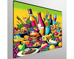 Pop art stilleven schilderij | Moderne popart stillevens met levendige kleuren en speelse vormen | Kunst - 20x20 centimeter op Canvas | Foto op Canvas