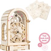 Crafts&Co Houten Bouwpakket Vintage Klok - Stap-voor-Stap 3D Puzzel - Miniatuur Modelbouwpakketten Volwassenen en Kinderen - Houten Speelgoed - Knutselen Jongens en Meisjes - Hobby - DIY - 125 Stukjes