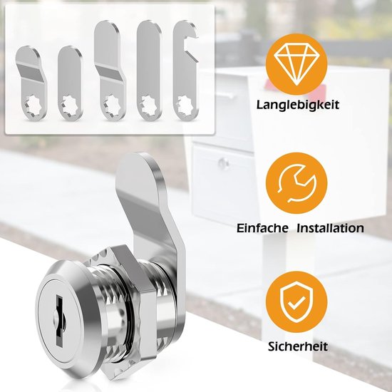 2 stuks brievenbusslot, 16 mm, kastslot met sleutel, meubelslot, kastslot, 16 mm ladeslot, hefboomslot voor brievenbussen, kastdeuren, meubels