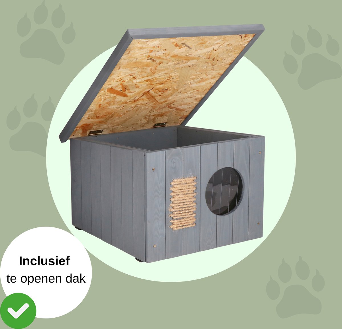 Houten kattenren met sluis 448 x 179 cm