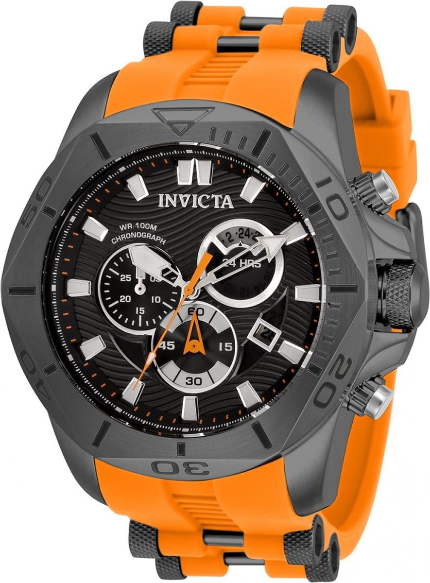 Invicta Speedway 32256 Heren Horloge - Waterdicht - Analoog - Quartz Uurwerk - Roestvrij Staal met zwarte Wijzerplaat -50mm