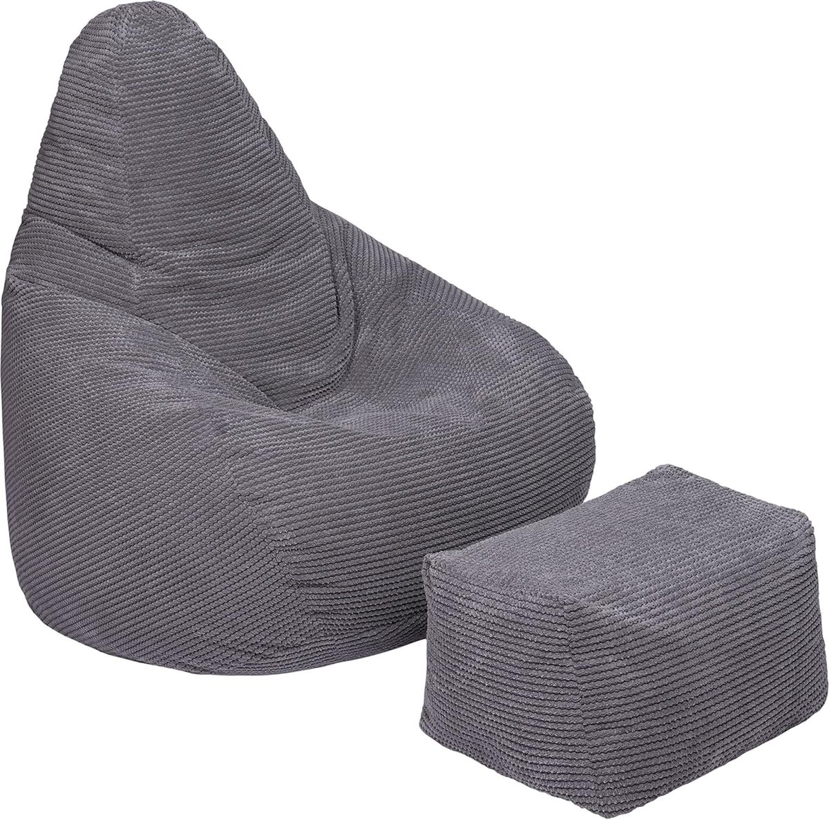 JGS® - Luxe Zitzak en Voetenbank Set voor Volwassenen, Ergonomisch en Comfortabel, Corduroy Design-