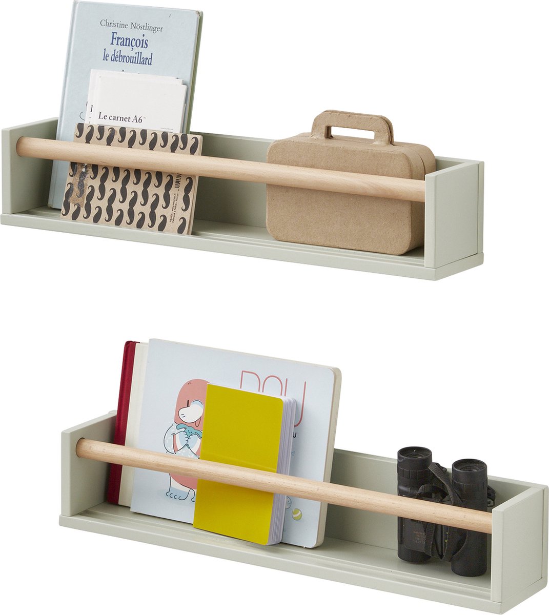 vertbaudet Set - 2 boekenplanken - 10 x 50 x 10 cm groen