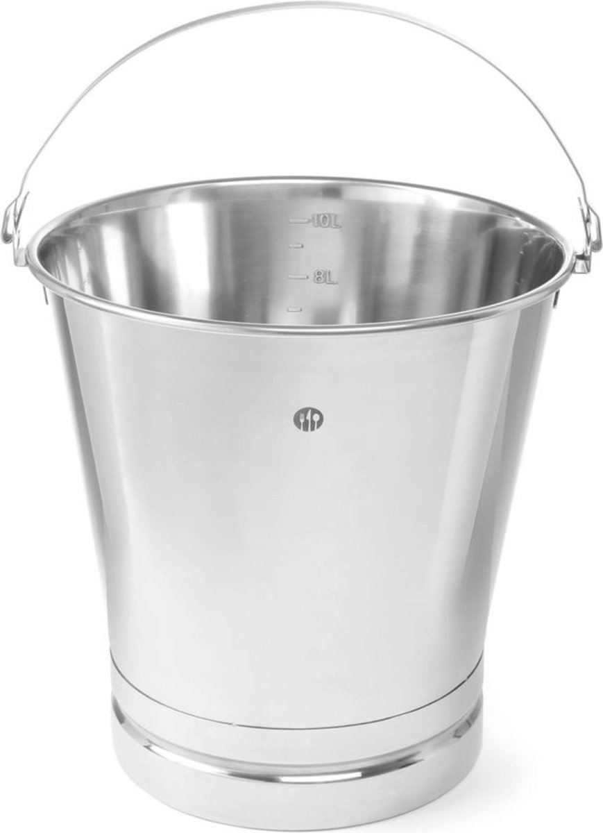 Goedkoopste HENDI Emmer met maatverdeling en verstevigde voet – 10L – roestvast staal