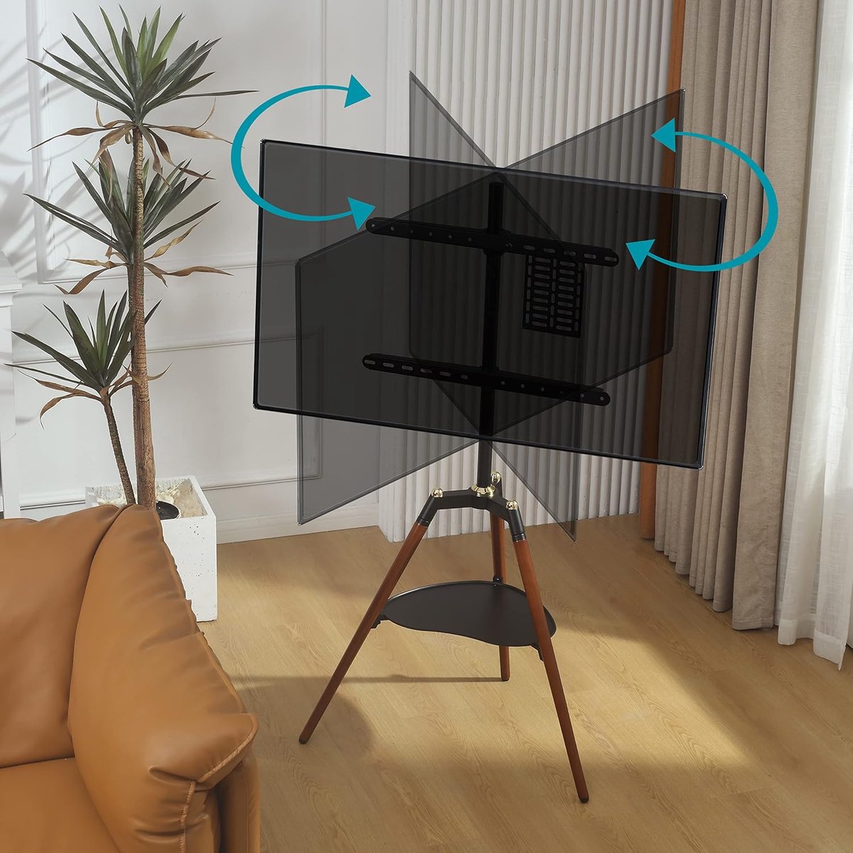 AVOID FT03 TV Standaard – Voor 45-70 Inch TV's – Draaibaar – Houten Driepoot Design – Zonder Boren – Scandinavisch Design – Tv 55 inch – Tv 65 inch