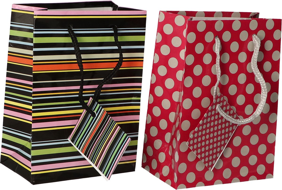 Luxe Cadeau Tasje Klein Streep/Stip Assorti