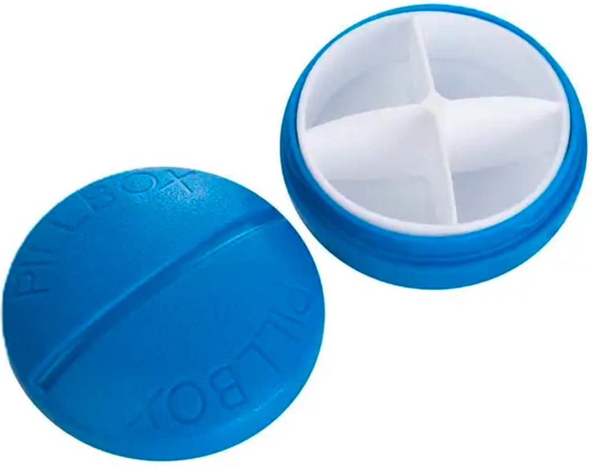 Goedkoopste Pillendoos Pillbox 4 Vakken Blauw