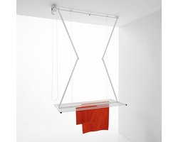 JGS® - Innovatief Verticaal Droogrek voor aan het Plafond, Gemaakt van Aluminium en Staal, Ruimtebesparend en Inklapbaar, 152 x 54 x 25 cm-