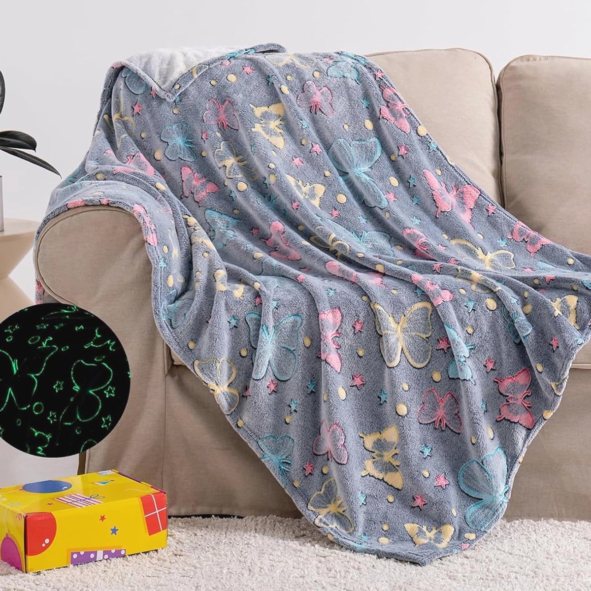 Lichtgevende Kinderdeken met Eenhoorn Patroon – Knuffeldeken voor Kinderen en Volwassenen – Fluorescerend en Cozy