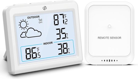 Newentor MAX MIN Thermometer binnen en buiten, 24/48 uur/alle tijden, hygrometer voor binnen met luchtcomfort, draadloos weerstation met buitensensor, kamerthermometer met verlichting, zwart, 2 x Newentor MAX MIN Thermometer binnen en buiten, 24/48 uur/alle tijden, hygrometer voor binnen met luchtcomfort, draadloos weerstation met buitensensor, kamerthermometer met verlichting, zwart, 2 x