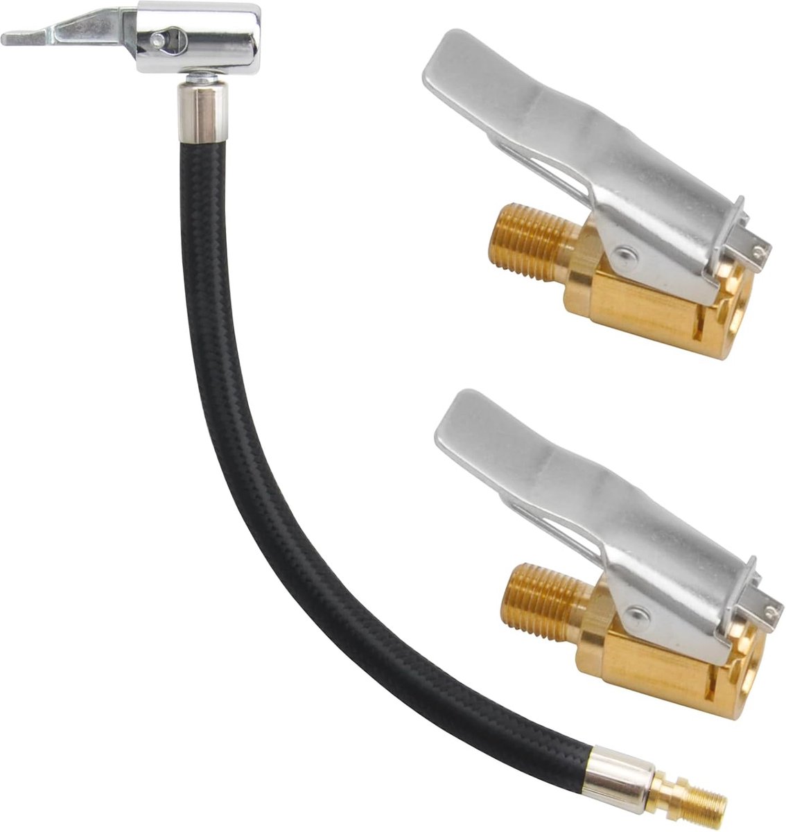 Ventielverlengset 24 cm - Bandenpomp Slang met 2 Autoventiel Adapters voor Auto, Fiets en Motor
