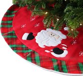 Unique Living Jupe de sapin de Noël - Père Noël - rouge/vert - D90 cm - polyester - Tapis de sapin de Noël