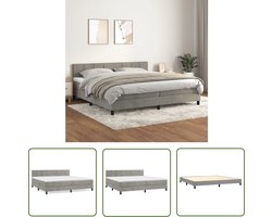 vidaXL Fluweel Bed - Boxspringbed - Boxspring met matras fluweel lichtgrijs 200x200 cm - Licht Grijs Bed - Tweepersoons Bed - Boxspring Set