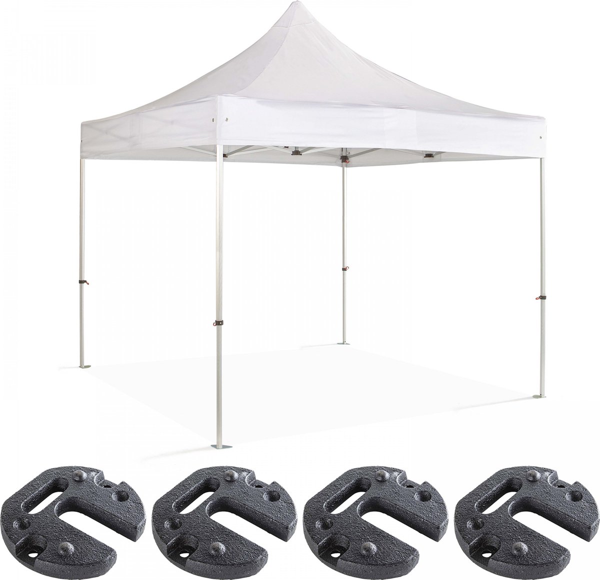 Bol.com Oviala - Opvouwbare tent van 4x4m en 4 witte gewichtsblokken - PRO 40 aanbieding