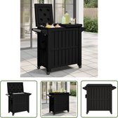Bol.com The Living Store Serveerwagen IJsemmer op Wielen - 102x46x86.5cm - Zwart - 3-in-1 functie - Duurzaam materiaal - Gemakke... aanbieding