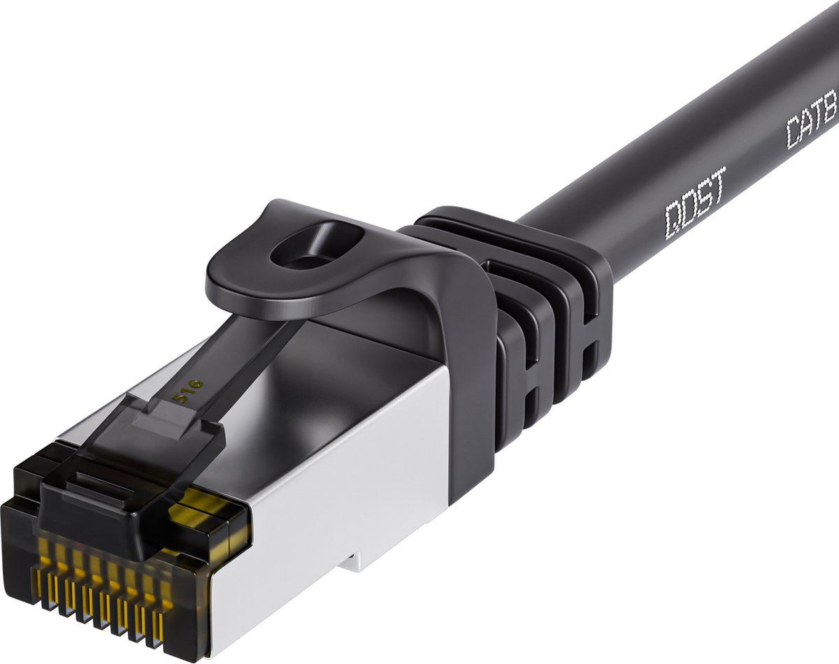 Image of Qost - Patchkabel SFTP CAT8.1 - LSZH 2000MHz - Zwart - 2 Meter- Met RJ45 Connectoren - Netwerkkabel / Internetkabel