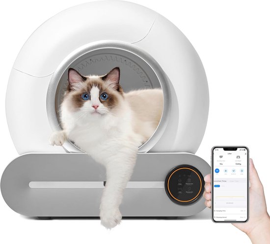 QraraZL Zelfreinigende kattentoilet, automatische kattenbak met app