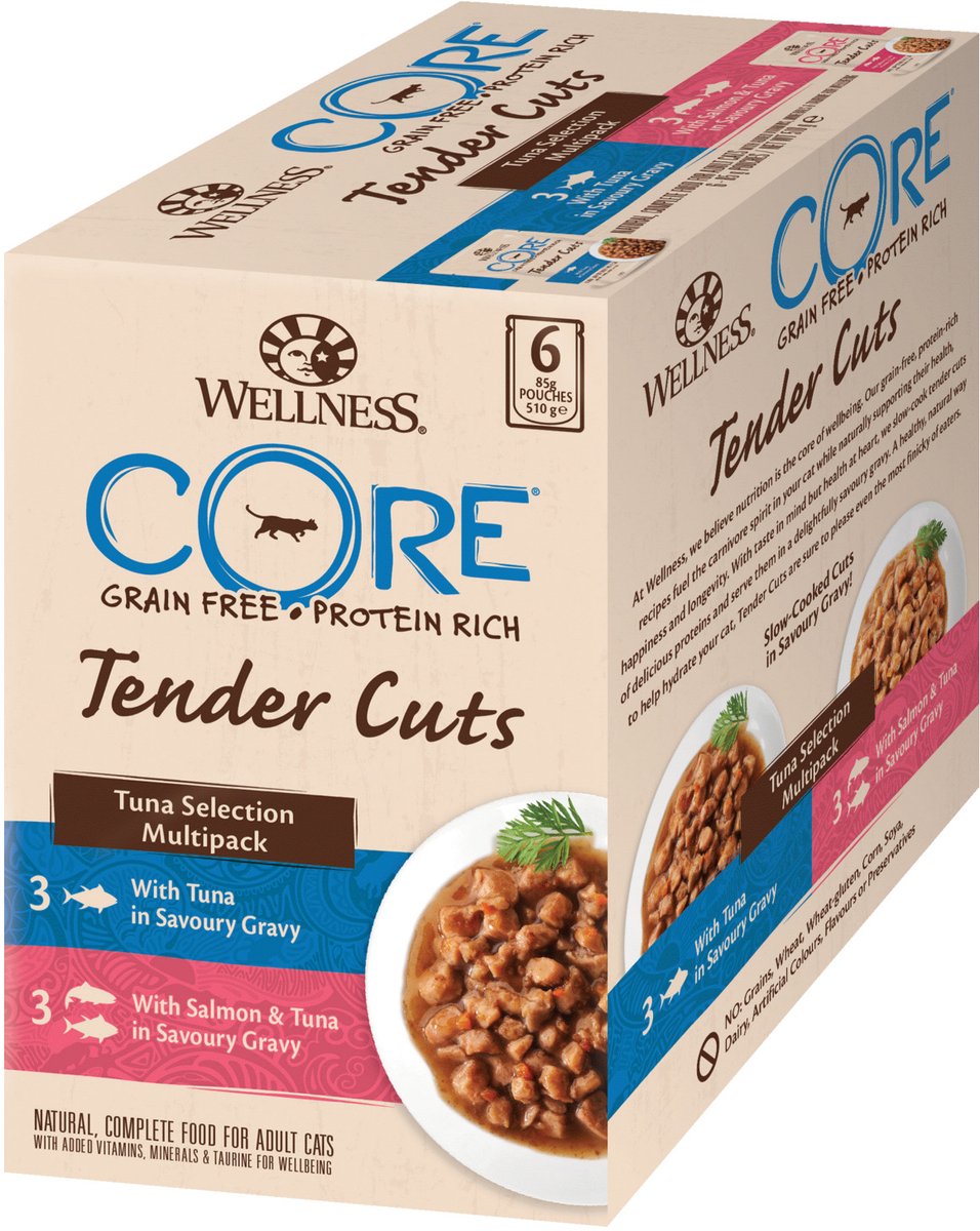 Wellness Core Wellness Core Tender Cuts Tuna Selection - Katten natvoer - 6 x 85 g