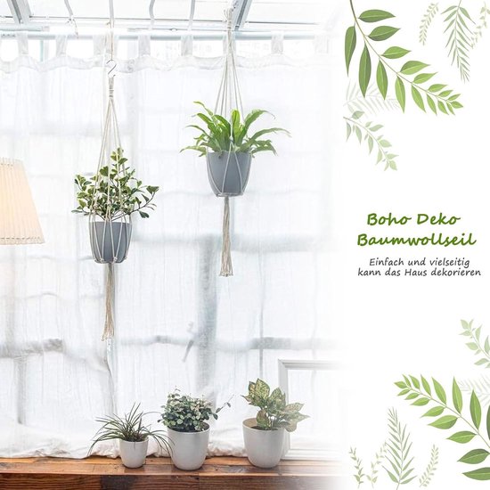 Macrame-plantenhangers, SFENNGPET 6Pack plantenhouders voor binnenopknoping, handgemaakte beige katoenen plantenhangers voor kamerplantenhangers - touw plantenhangers voor slaapkamer Boho & woondecoratie Macrame-plantenhangers, SFENNGPET 6Pack plantenhouders voor binnenopknoping, handgemaakte beige katoenen plantenhangers voor kamerplantenhangers - touw plantenhangers voor slaapkamer Boho & woondecoratie