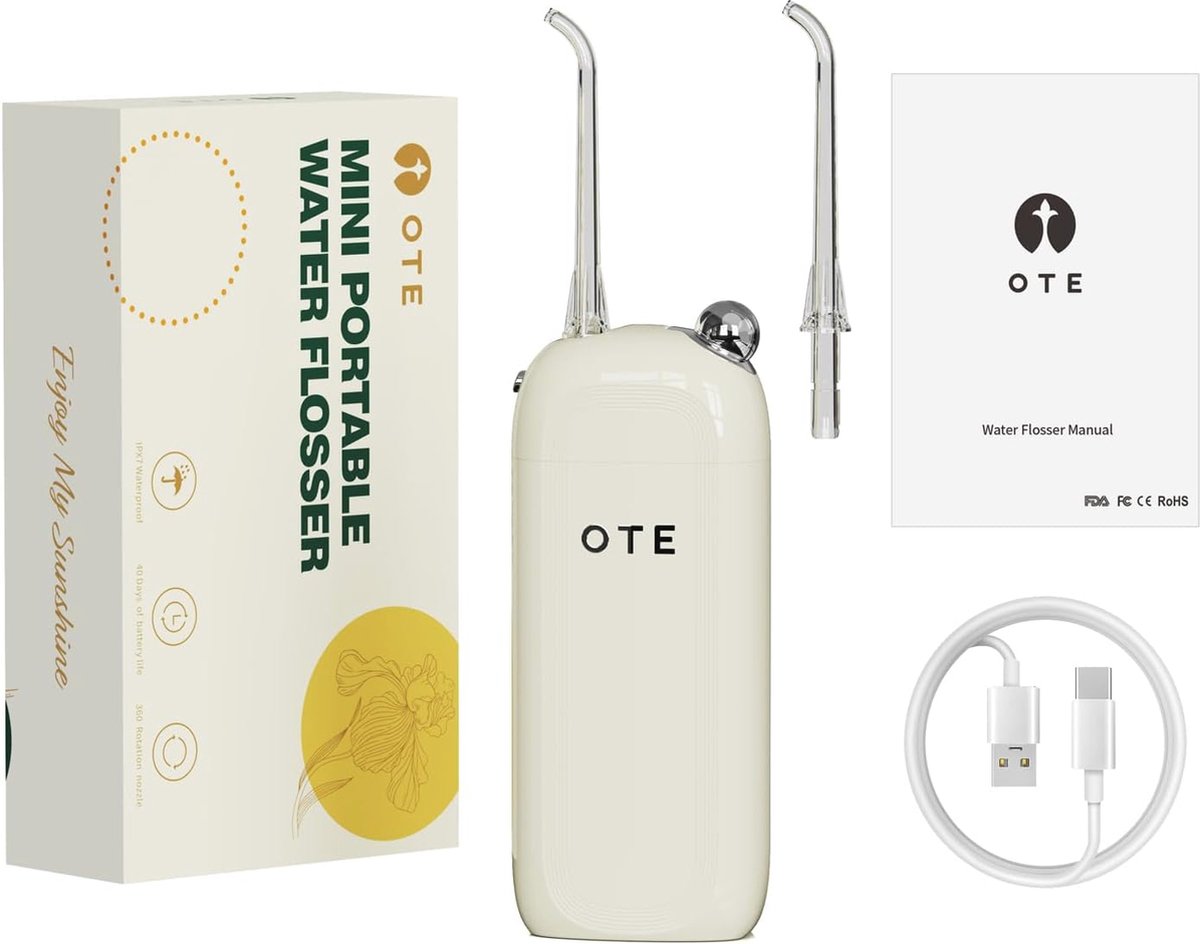 Draadloze Mini-Elektrische Draagbare Orale Irrigator met Opvouwbaar Waterreservoir en Oplaadbare Batterij - 3 Reinigingsmodi - Waterdicht IPX7
