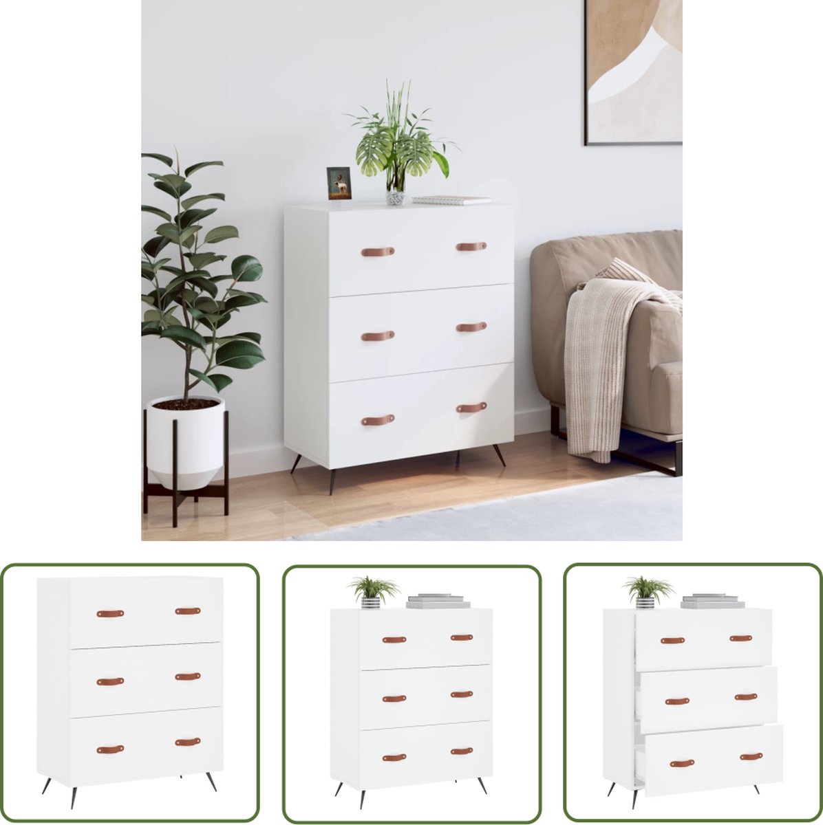 Bol.com The Living Store Ladekast - Classic - Meubelen - 69.5 x 34 x 90 cm - Bewerkt hout aanbieding