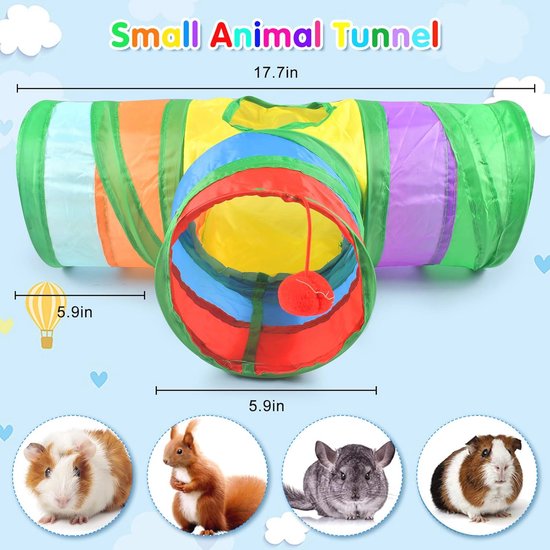 Speeltunnel voor kleine dieren - Opvouwbare kattentunnel, hamsterbuis, konijnen- en caviatunnel — afbeelding 2