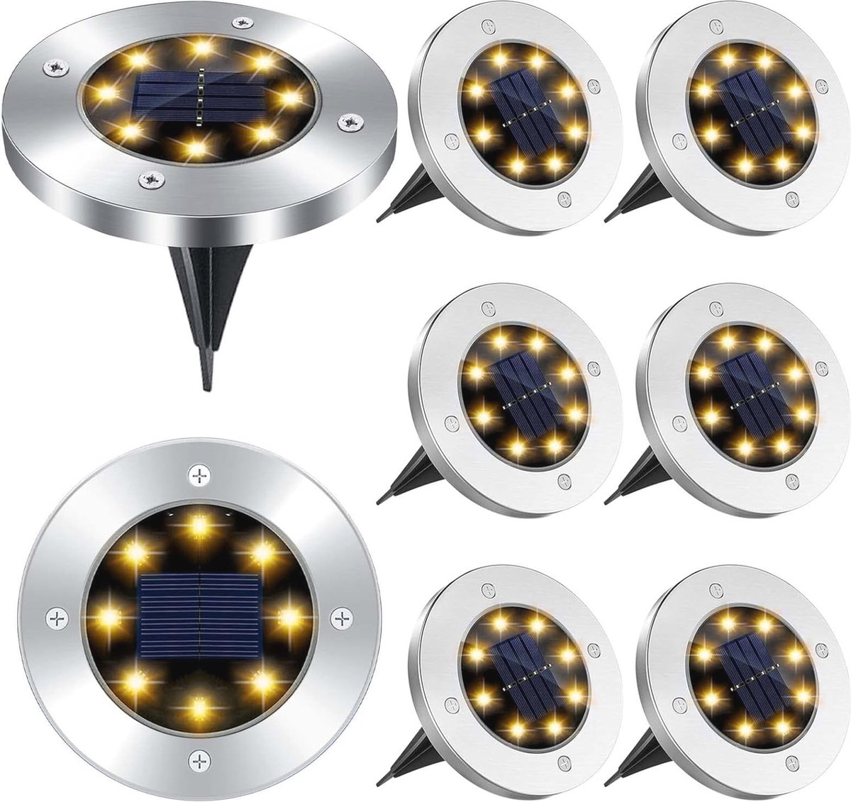 Goedkoopste Zonnelampen voor buiten - 8 stuks LED grondverlichting op zonne-energie, waterdicht en energiezuinig voor tuin en terras