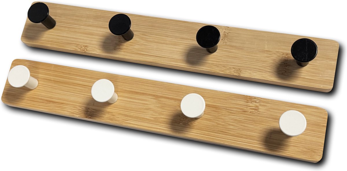 Zelfklevende bamboe kledinghanger – 4 haken (zwart)