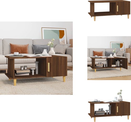Salontafel 100x60x42 cm bewerkt hout artisanaal eikenkleur Salontafel 100x60x42 cm bewerkt hout artisanaal eikenkleur