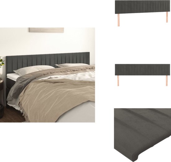 vidaXL de lit 2 pcs Velours Gris foncé 90x5x78/88 cm