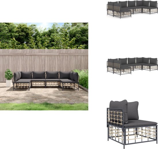 vidaXL Ensemble de salon Poly - Canapé d'angle + Canapé du milieu - 72x72x66 cm - Anthracite - Canapé de salon