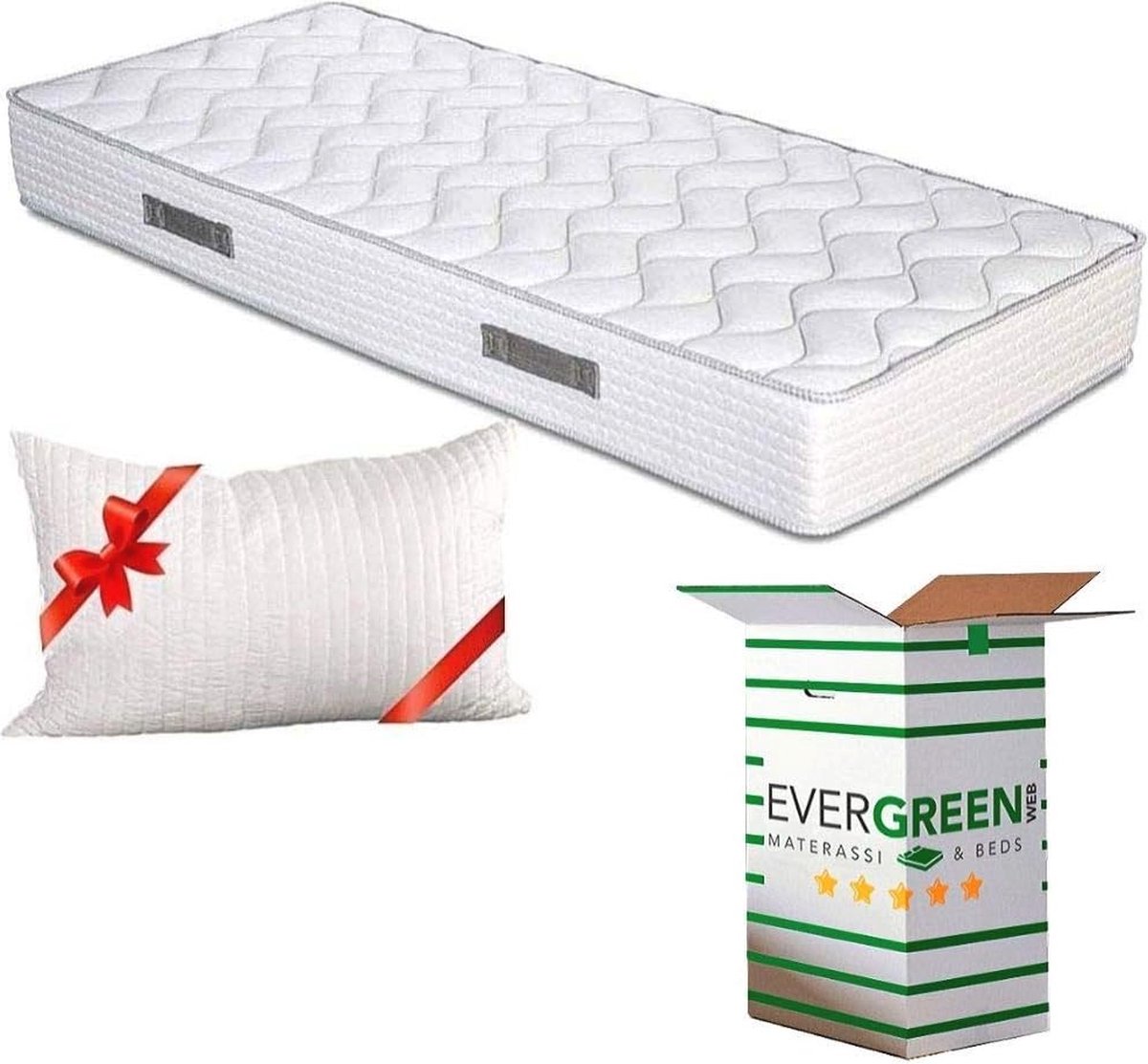 Goedkoopste Ergonomisch Matras 75 x 190 cm - Waterfoam, Orthopedisch, Inclusief Traagschuim Kussen - Geschikt voor Rug-, Buik- en Zijslapers