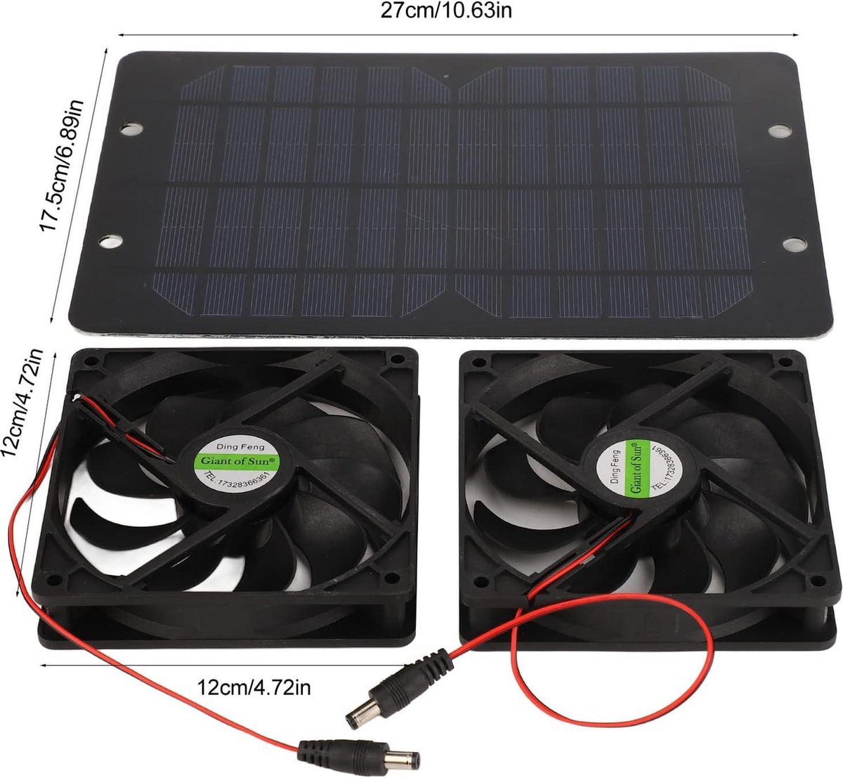 Ventilateur De Serre Solaire 100W - Double Ventilateur - Panneau Solaire Inclus - Étanche - Pour Extérieur