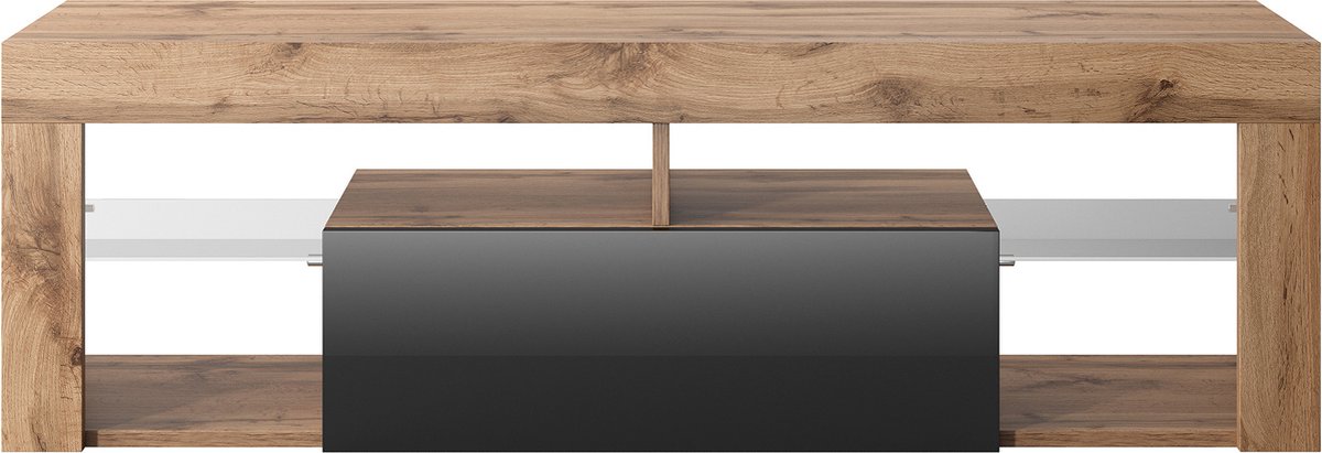 Selsey Bianko - RTV 140 cm - Eik / zwart zonder verlichting Eik/Zwart