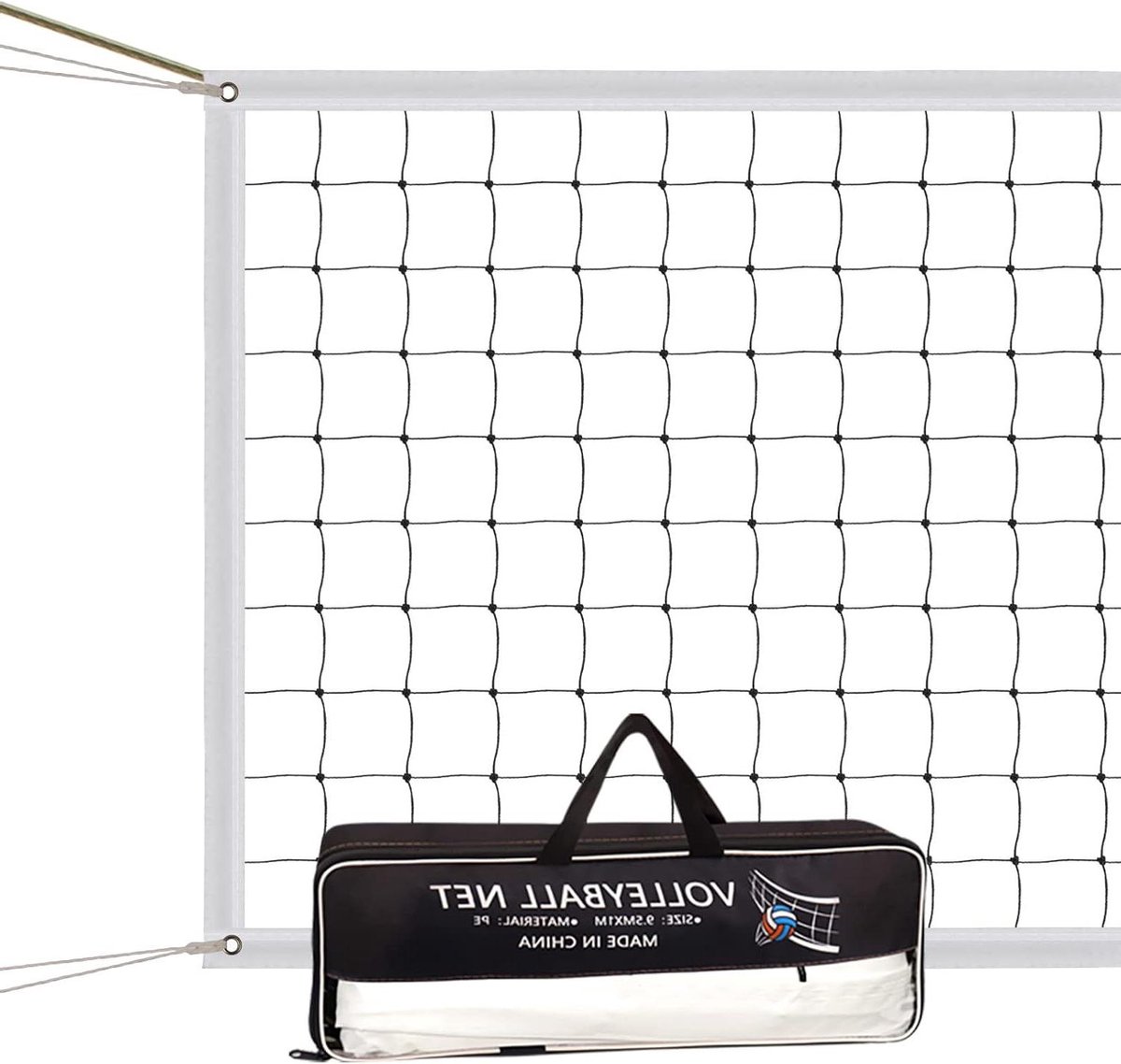 Vervangingsnet volleybal standaardmaat 95 m x 1 m - stalen kabel versterkt - strand tuin zwembad binnen buiten - alleen net