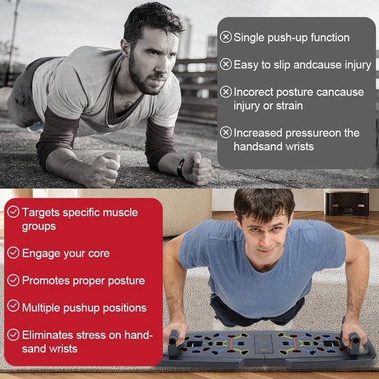 HMS Liegestützgriffe Liegestützbrett Push-Up Brett Multifunktional Fitnessboard, klappbar HMS Liegestützgriffe Liegestützbrett Push-Up Brett Multifunktional Fitnessboard, klappbar