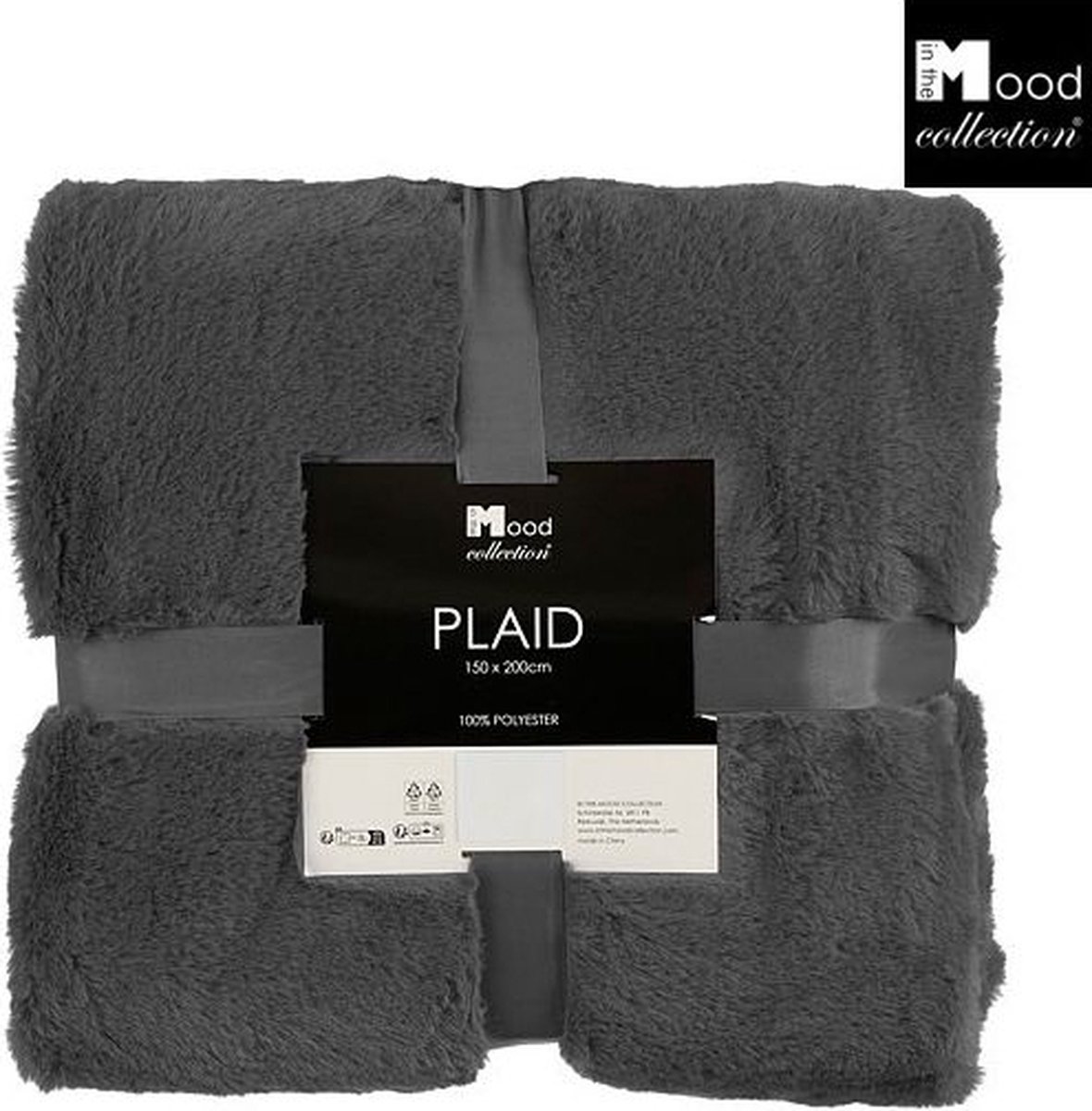 In The Mood Collection Bronte Fleece Deken – L200 x B150 cm – Antraciet