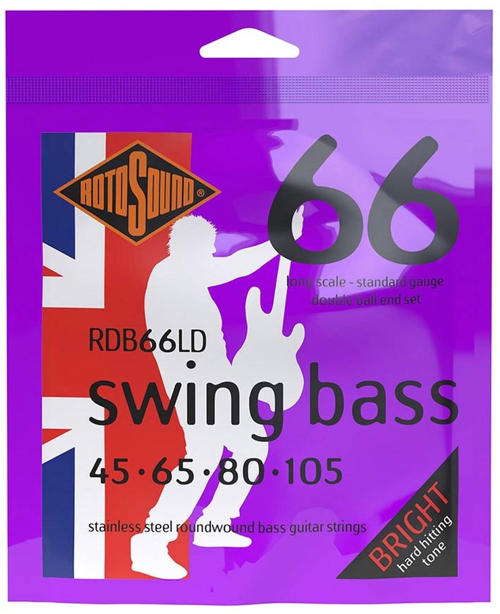 Rotosound RDB66LD Swing Bass 66 Snarenset Basgitaar Stainless Steel Double Ball End Long Scale (045-105)