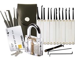 Lockpick set 20-Delige Picking Set voor Sloten met Transparant Training Hangslot - Beginners en Professionals