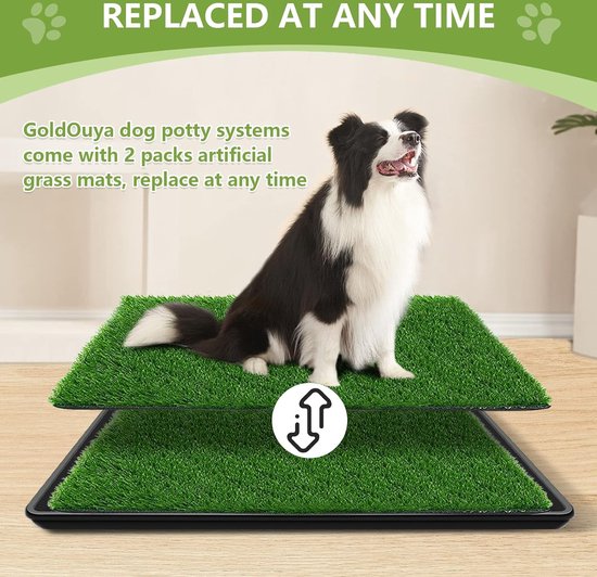 Potufa Hondenbak, hondentoilet met kunstgras voor training, herhaalde mat voor kleine en grote honden, 63 x 51 cm