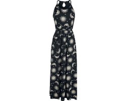 Gothicana Zwarte maxi jurk met zon, maan en sterren - Dames - L