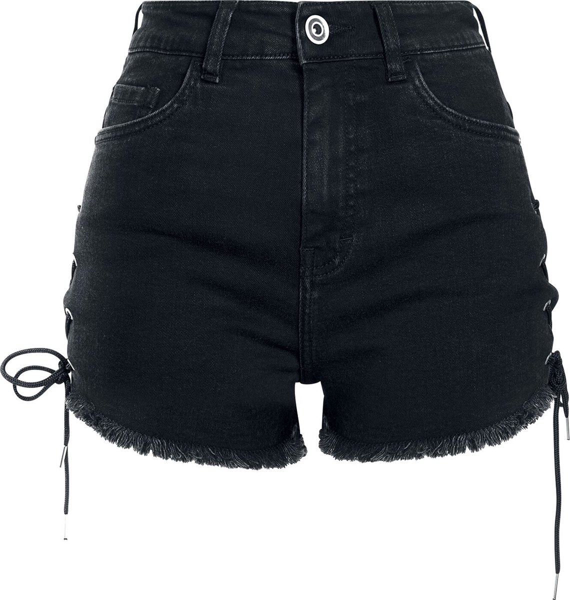 Urban Classics Highwaist Lace Up Dames Hotpants – 27 Zwart