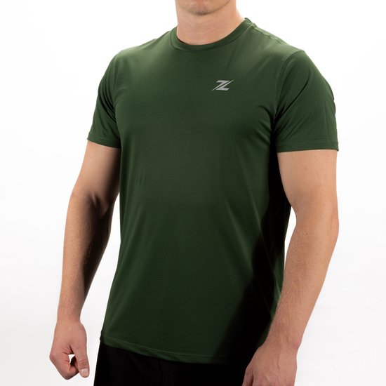 Foto: Zeuz sport t shirt heren sportkleding man fitnesskleding jongens kleding voor fitness crossfit gym groen maat l