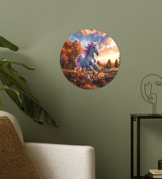 WallCircle® - Papier peint cercle 30x30 cm - Stickers muraux Licorne - Animal de conte de fées - Nature - Filles - Cercle mural chambre ado - Décoration chambre - Accessoires chambre ado - Cercle mural chambre jeunesse