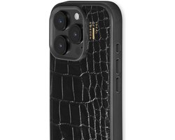 iDeal of Sweden Vegan Leather Backcover geschikt voor iPhone 16 Pro - Black Croco